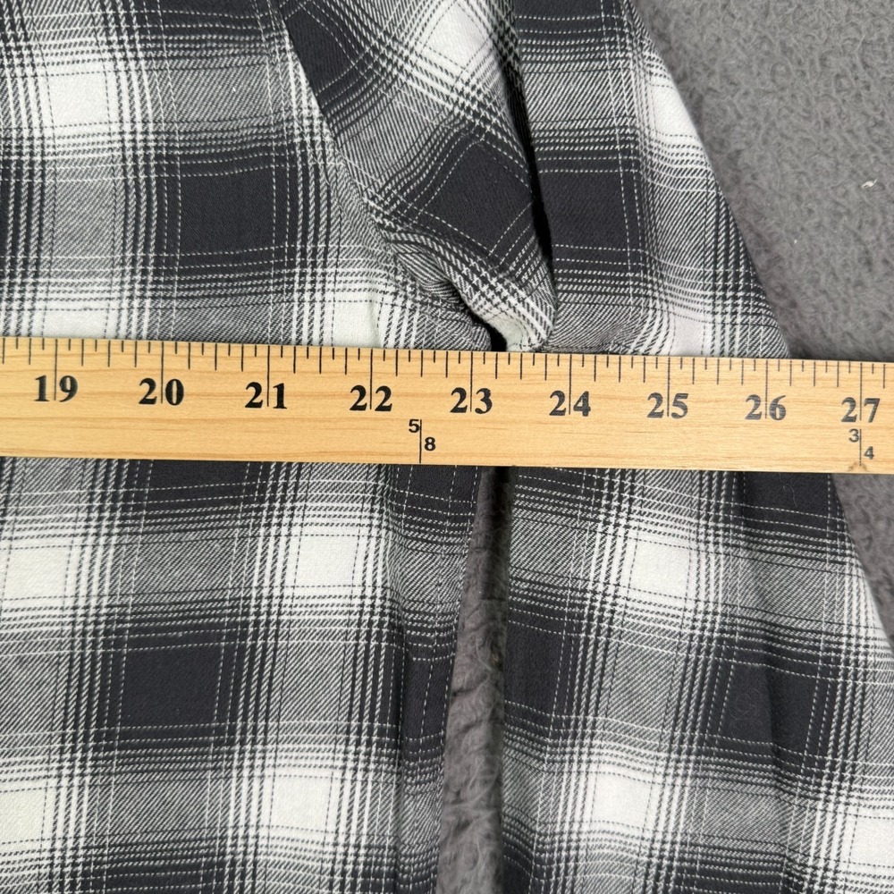 AllSaints Malpaso LS Shirt Mens S Gray White Shadow Plaid Flannel Button - Picture 6 of 9